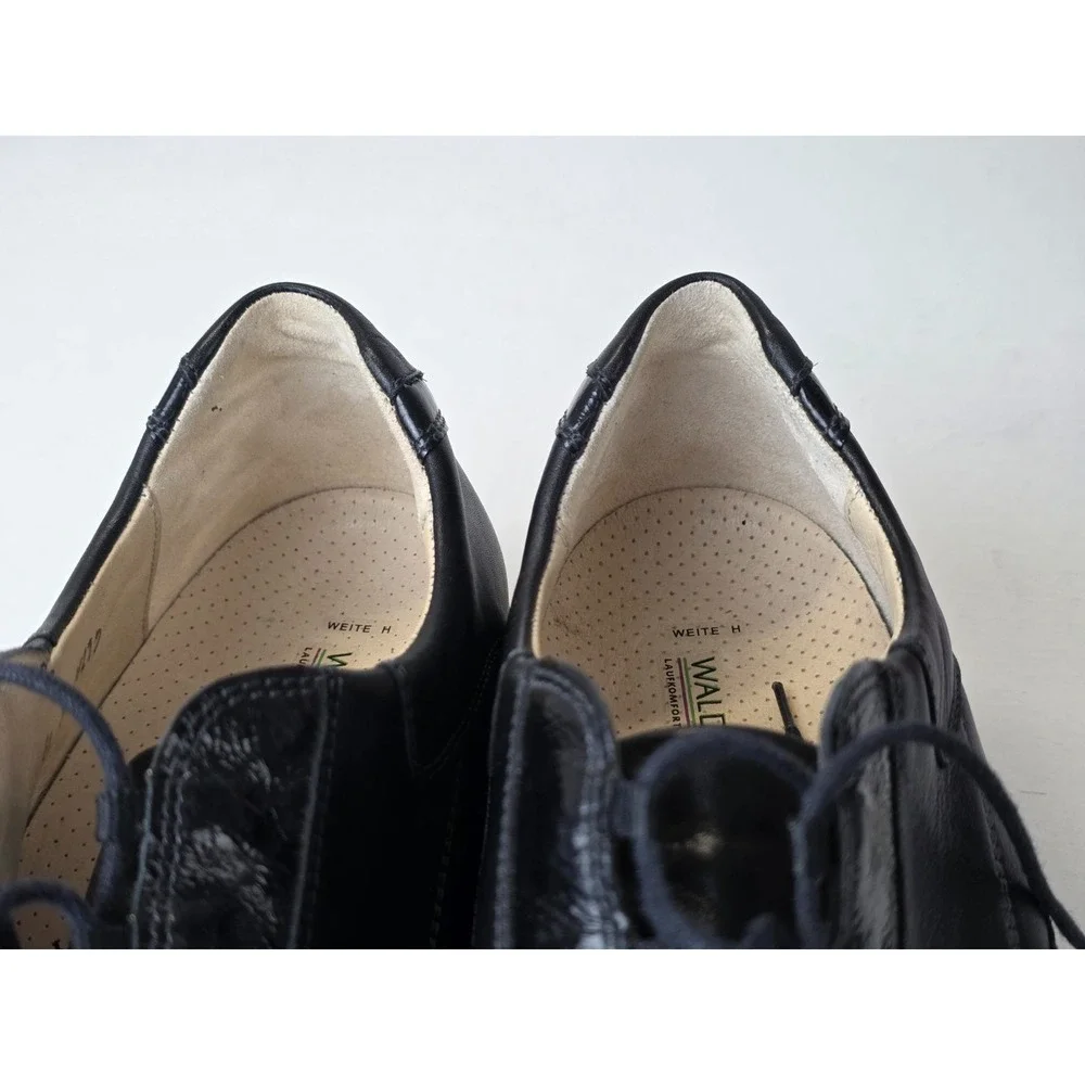 Waldlaufer Men's Sneakers Size 7.5 Black‎ Leather Oxford Walking Classic Shoes